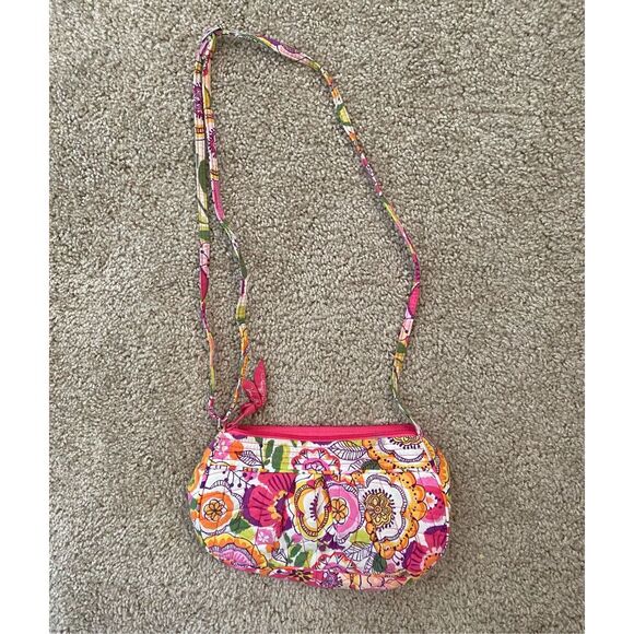 Vera Bradley Frannie Crossbody Clementine, Pink White Green, MSRP $65 - Picture 1 of 8